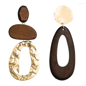 Dangle Boucles D'oreilles Vintage Ethnique En Bois À La Main Perlé Géométrique Rond Alliage Grande Goutte Pour Les Femmes Boho Style Accessoires En Gros