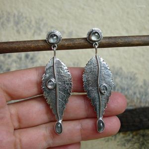 Baumelnde Ohrringe Vintage Silber Farbe Blattform Tropfen Kronleuchter Ethnische Accessoires Frauen Gypsy Boho Tibetischer Schmuck