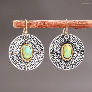 Boucles d'oreilles en peluche Vintage Tribe Green Resin Drop For Women 2024 Bohemian Style Silver Color Metal Wedding Jewelry Cadeaux