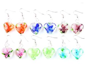 Boucles d'oreilles pendantes en verre de Murano pour femmes, 6 paires, faites à la main, cœur, fleur Noctilucent, Vocation d'été, vente en gros, 2024