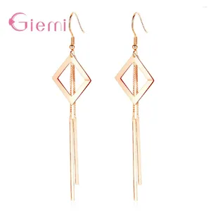 Boucles d'oreilles pendantes femme/mariée romantique fête de mariage géométrique déclaration gland 925 en argent Sterling ensembles de boucles d'oreilles