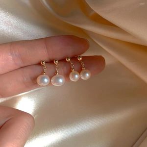 Pendientes colgantes Mujer Colgante Atmosp simple Perla ligera fuerte natural seleccionada Stud de oro de 14k Extremadamente y versátil