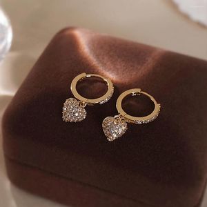 Boucles d'oreilles pendantes WPB S925 en argent Sterling Zircon brillant diamant coeur clou femmes bijoux de luxe cadeaux fête bal Banquet