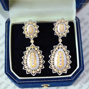 Boucles d'oreilles pendantes ZOCA Artisanat italien de haute qualité en argent sterling 925 brossé de luxe rétro style palais bijoux pour femmes cadeau de fête à la mode