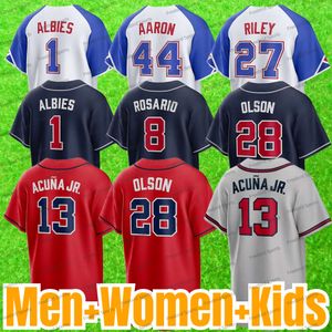 Dansby Swanson 13 Ronald Acuña Jr. Jersey de béisbol Atlanta 28 Matt Olson Ozzie Albies Austin Riley Travis d'Arnaud Dale Murphy Sanders Max Fried Marcell Matzek