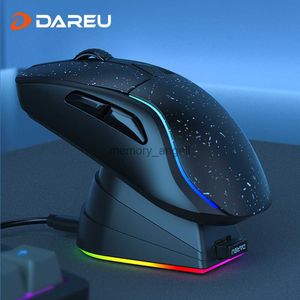 DAREU PC Gaming Mouse Tri-mode Connect Bluetooth Wired 2.4G Wireless Mice with Charging Base KBS Buttons Mous for Laptop Gamer HKD230825