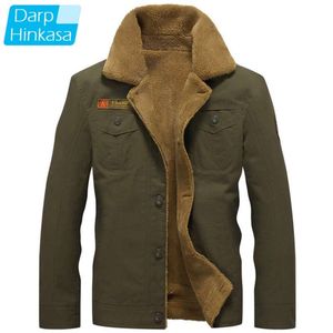 DARPHINKASA chaqueta de bombardero de invierno para hombre piloto de la Fuerza Aérea cuello de piel caliente ejército táctico polar Parkas abrigo 210928