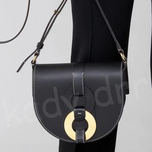 Bolso Darryl de cuero de grano para mujer, bolso de diseñador con solapa, cierre magnético, bandolera, bolsos de hombro negros y grises