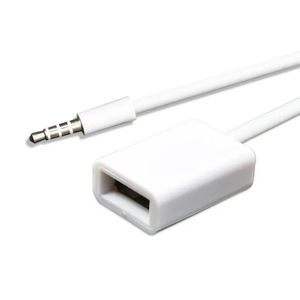 Câble de données 3,5 mm mâle à USB Câble de conversion féminin Aux Car MP3 Adaptateur Audio Câble U Clip de disque Ligne 15 mm Longueur blanc