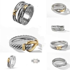 David Y Alliance Twisted Ring 925 Sterling Silver Diamond Ring Dames Designer Anneaux pour femmes Bijoux de luxe Femmes Tressé Couple Cadeau d'anniversaire tenue quotidienne