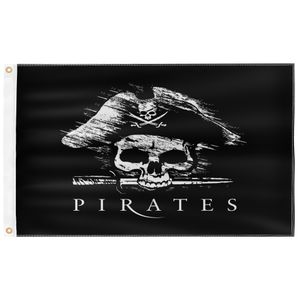 Davy Jones Pirate 3x5ft Noir Drapeaux en plein air 150x90cm Bannières 100D Polyester Haute Qualité Couleur Vivid Deux œillets en laiton