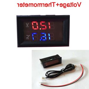 Freeshipping DC 12V 24V RED green Led Digital Thermometer -50 ~125C Temperature Meter voltage Voltmeter for Car/Water/Air/Indoor/Outd Ttas
