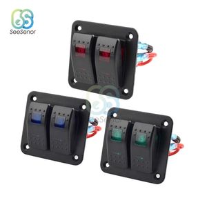 Panel de interruptor basculante 24V DC 12V para camión, Camper, RV, yate, coche marino, palanca de 2 bandas con luz LED azul/verde/roja