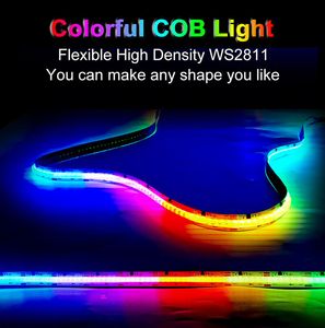 Bande LED COB DC 24 V WS2811 Bandes lumineuses LED programmables de couleur de rêve sans zone sombre Ruban LED flexible pour la décoration de Noël de la chambre d'hôtel