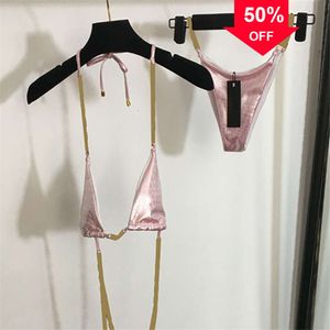 Offres de la nouvelle créatrice de mode en gros de maillots de bain pour femmes en gros de maillots de bain de bikinis sexy de maillot de bain divisé rose ensemble lincol