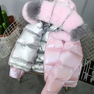 DEAT 2020 Otoño Invierno nuevas llegadas abrigo grueso con capucha de piel Real chaqueta recortada rosa para mujer MK301