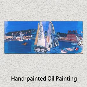 Deauville Drying the Sails Raoul Dufy Pintura al óleo Paisajes modernos Lienzo Arte Lino de alta calidad Pintado a mano para decoración de pared grande