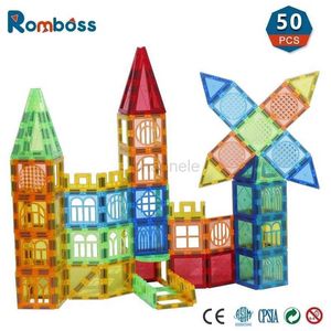 Bloques de juguete de descompresión Romboss 50pcs Construcción magnética Modelo Building Buily Diy Blocks Magnetic Tiles Montessori Toys Educational For Kids Gift 240412