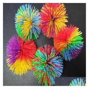 Juguete de descompresión Sile Koosh Ball Sensory Fidget Toys Goma elástica Pom Dough Balls Rainbow Adn Relief Popper Autismo Adhd Active Fin Dhe8T