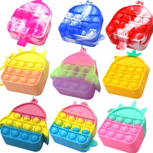 Juguete de descompresión Monedero de silicona Squishy Mini Wallet Kids Bag Cute Push Bubble Sensory Fidget Toys-Navidad Regalo de Halloween