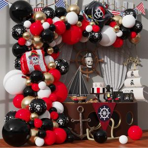 Décoration 108 pièces thème bateau Pirate guirlande ballon squelette ballon en Latex bébé douche garçon fête d'anniversaire décoration Halloween fond