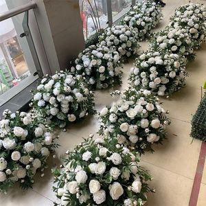 Decoración Venta al por mayor Flor artificial Hojas verdes Bola de flores para decoración de bodas Centro de mesa imake712