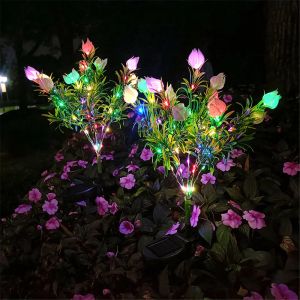 Décorations 1pc Solar Garden Light 42led Artificial Tree Flower Gardenia Outdoor Imperproof Landscape Pathway Backyard Porceau Lampe solaire