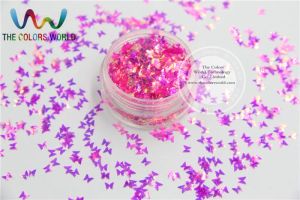 Décorations 3 mm Taille American Fantasy Iridescent Pinkpurple Couleur paillettes Butterfly Formes Sparkles for Nail Art Fournitures 1 Pack = 50g