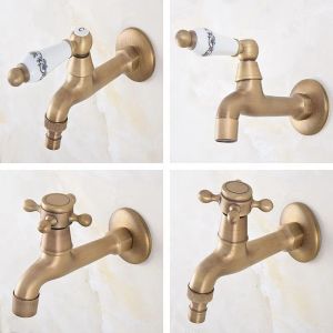 Décorations Retro Antique Brass One Handle Kitchen Faucet Mur Mur Moule Bathroom Salle de bain Papier d'eau Jardin Washing Hine Robinet AAV313