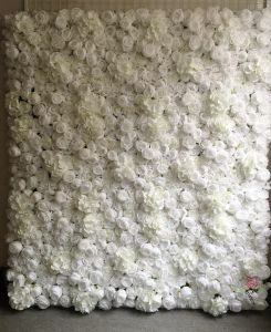 Décorations Panneau de toile de fond de mur de fleur blanche pour la décoration de fête Mur floral artificiel de rose et de penoy pour la photographie d'arrangements de mariage 4