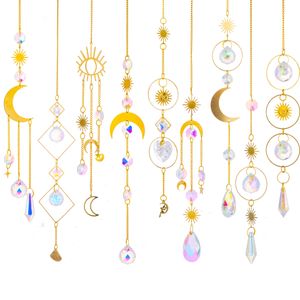 Décoratif Cristal Vent Carillon Lune Attrape-Soleil Diamant Prismes Pendentif Dream Catcher Rainbow Chaser Suspendu Goutte Maison Jardin Décor Windchime