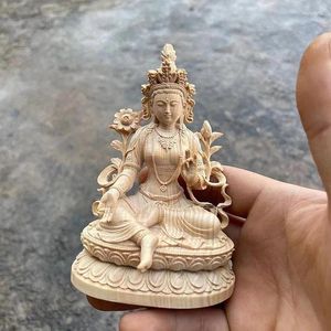 Figurines décoratives 10.8 7,3 5,3 cm à la main bouddhiste artisanale Boîte verte / blanc tara Bouddha sculpture collectionner la richesse