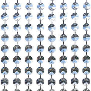 Figuras decorativas 1m 3.3 pies Cristal de cristal transparente Cadenas de perlas de octágono Garlands colgantes de guirnaldas para la cortina del hogar Boda romántica