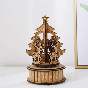 Figurines décoratives 1pc Créative Music Box Noël Funny Holiday Wooden Desktop Decoration Adorment Melody for Girlfriend