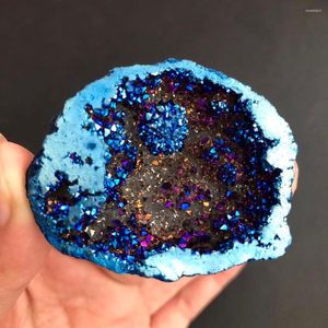 Decoratieve Beeldjes 1 stks Blue Angel Aura Quartz Crystal Geode Titanium Bismuth Silicon Cluster Rainbow Reiki Healing