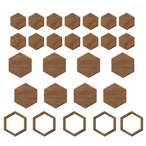 Figuras decorativas 27 piezas Hexagon Hexagon Decoraciones de madera no deslizante Arte de pared Murales 3D Murales Decedentes Diy para muebles Sala de estar