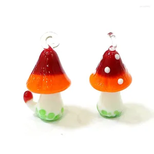 Figurines décoratives 2pcs mignons charmes de champignons mini ornements de pendentif en verre pour femmes bricolages filles collier de bijoux boucles d'oreilles bracelet