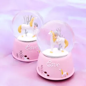 Figurines décoratives 2pos / set Crystal Ball With Lights Cartoon Resin Crafts Home Decorations Coupages Cadeaux