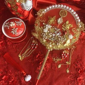 Figurines décoratives 4 Style Gold Chinois Favors Bride Femme Femmes Fénit-Hand Mariage Hanfu Hanfu Home Desk Fan Japonais