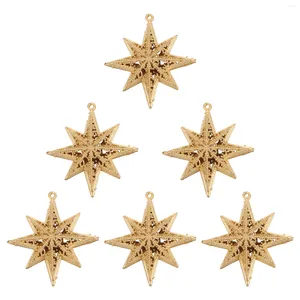 Figurines décoratives 6 pièces pendentif étoile de noël couronne en plastique tridimensionnelle noël à huit branches