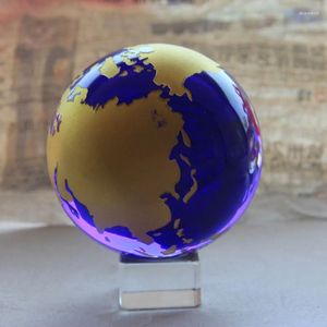 Figurines décoratives 60 mm Crystal Global Ball Glass Sphère Ornements Figurine Décoration de maison Fengshii Artisanat des marais de terre Cadeaux Astronomie