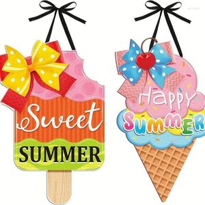 Figurines décoratives 652f 2pcs Signières de crème glacée Signe SandBeach Happy Summertime Plaques Decors