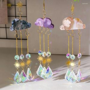 Figurines décoratives Amethyst Crystal Prism Suncatcher suspendu Citrins de vent Sun Light Pendant Guérison Agate Stone Rainbow Maker Home
