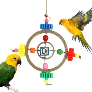 Figuras decorativas Juguetes de pájaros para loros Tubo de papel Parrot Cweing con bloques de madera Bloque de letra jaula colgada de juguete Macaw africano