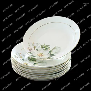 Figuras decorativas China de huesos Dish Hogar Round de 8 pulgadas Comidas Platos profundos Entrada europea Lux Tableware Combinación