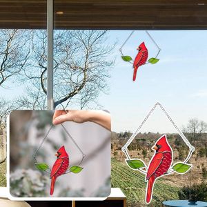 Figurines décoratives Cardinall oiseau vitrail Suncatcher teinture décoration fenêtre suspendue thème jardinage extérieur articles de noël