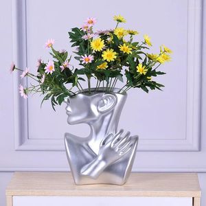 Figurines décoratines Vaste céramique Vase Corps Corps de fleur de forme humaine Potographies de pot de fleur pour table extérieure intérieure.