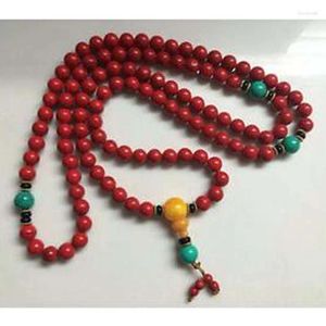 Figurines décoratives chine Tibet pierre rouge prière bouddhiste Myra perle collier Bracelet perles