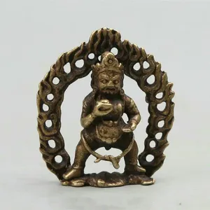 Figurines décoratives à collectionner du bouddhisme du népal, pendentif en Bronze, Mahakala, divinité courroucée, richesse, dieu