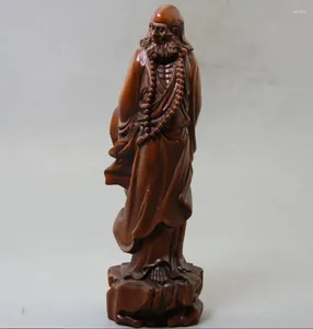 Figurines décoratives Statue en cuivre Artisanat en bois antique Cadeaux Antiquités Pièces diverses Vente en gros Bois de buis Bodhidharma Fondateur